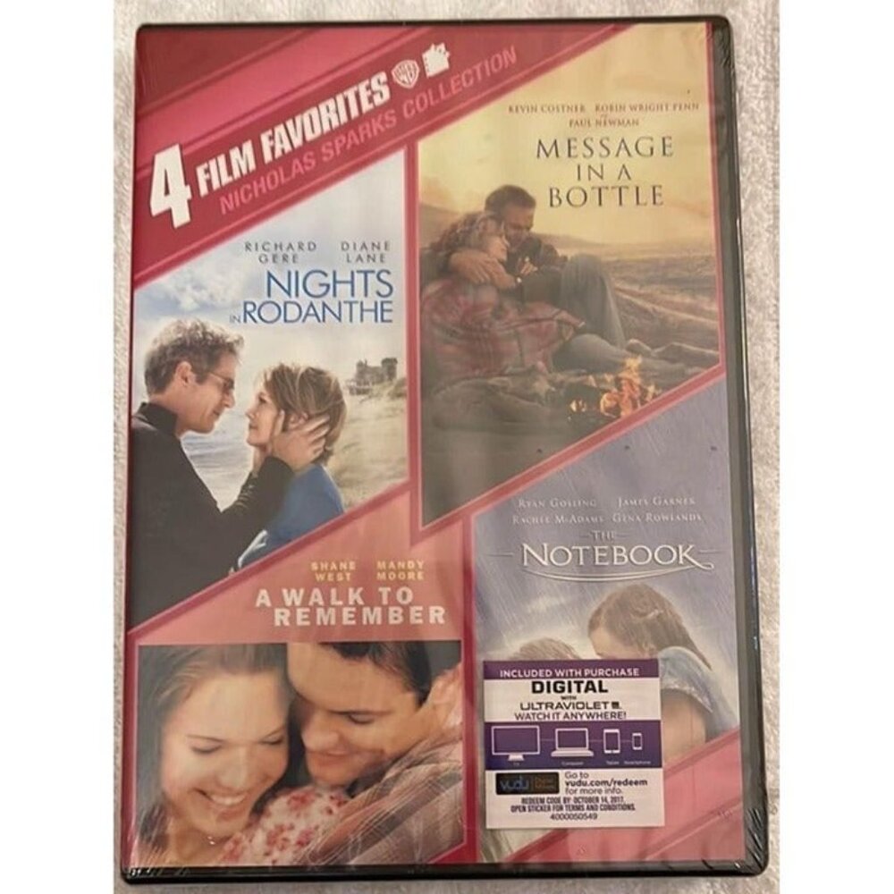 4 Favorites: Nicholas Sparks Romances (DVD, New) Notebook Nights in Rodanthe + 2